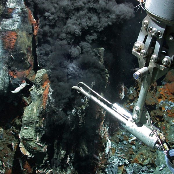 A black smoker is examined by a research instrument