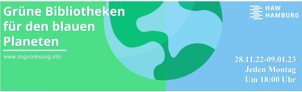 Banner of GREEN KNOWLEDGE with a simplified earth in front of a blue and green background