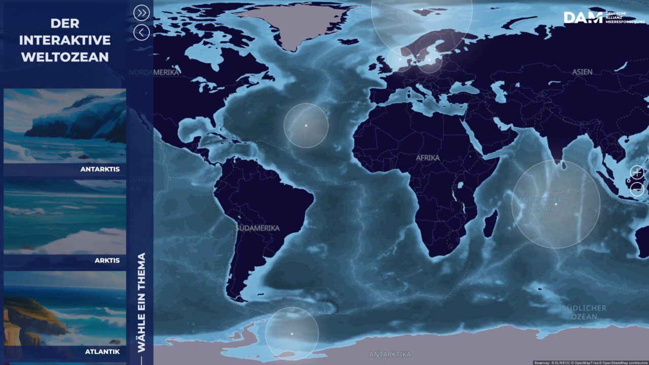 Ocean map with interaction points