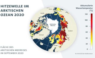 Fläche des arktischen Meereises im Jahr 2020
