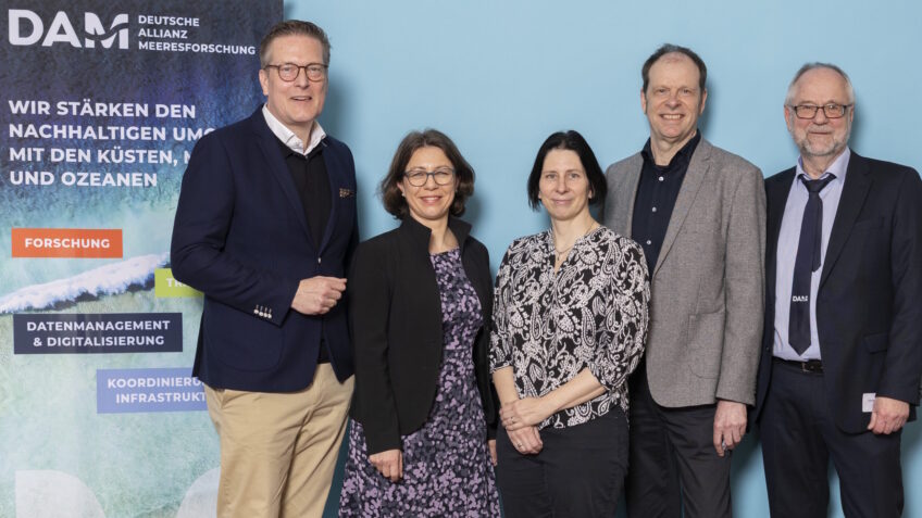 Der neue Vorstand der DAM (v.l.n.r.): Torsten Schlurmann, Katja Matthes, Kerstin Jochumsen, Kai-Uwe Hinrichs, Vorstandsvorsitzender Joachim Harms